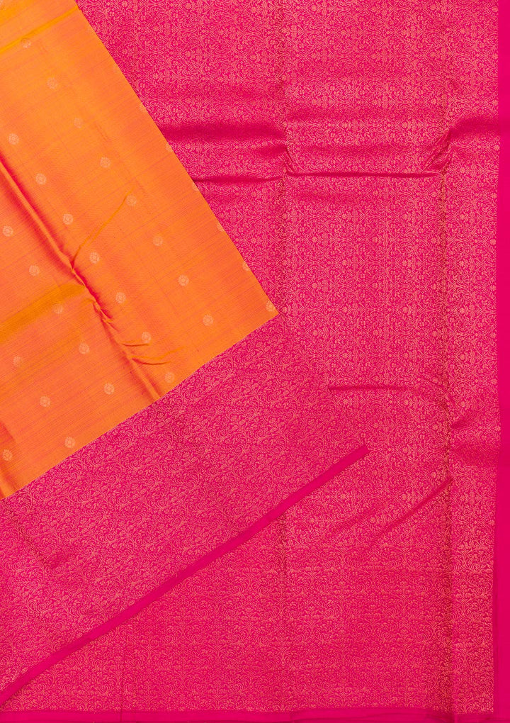 Orange Zariwork Pure Silk Saree-Koskii