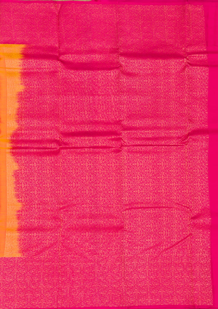 Orange Zariwork Pure Silk Saree-Koskii