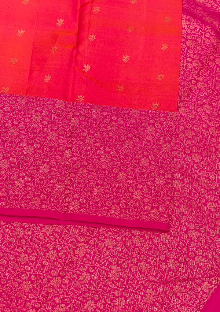 Orange Zariwork Pure Silk Saree-Koskii
