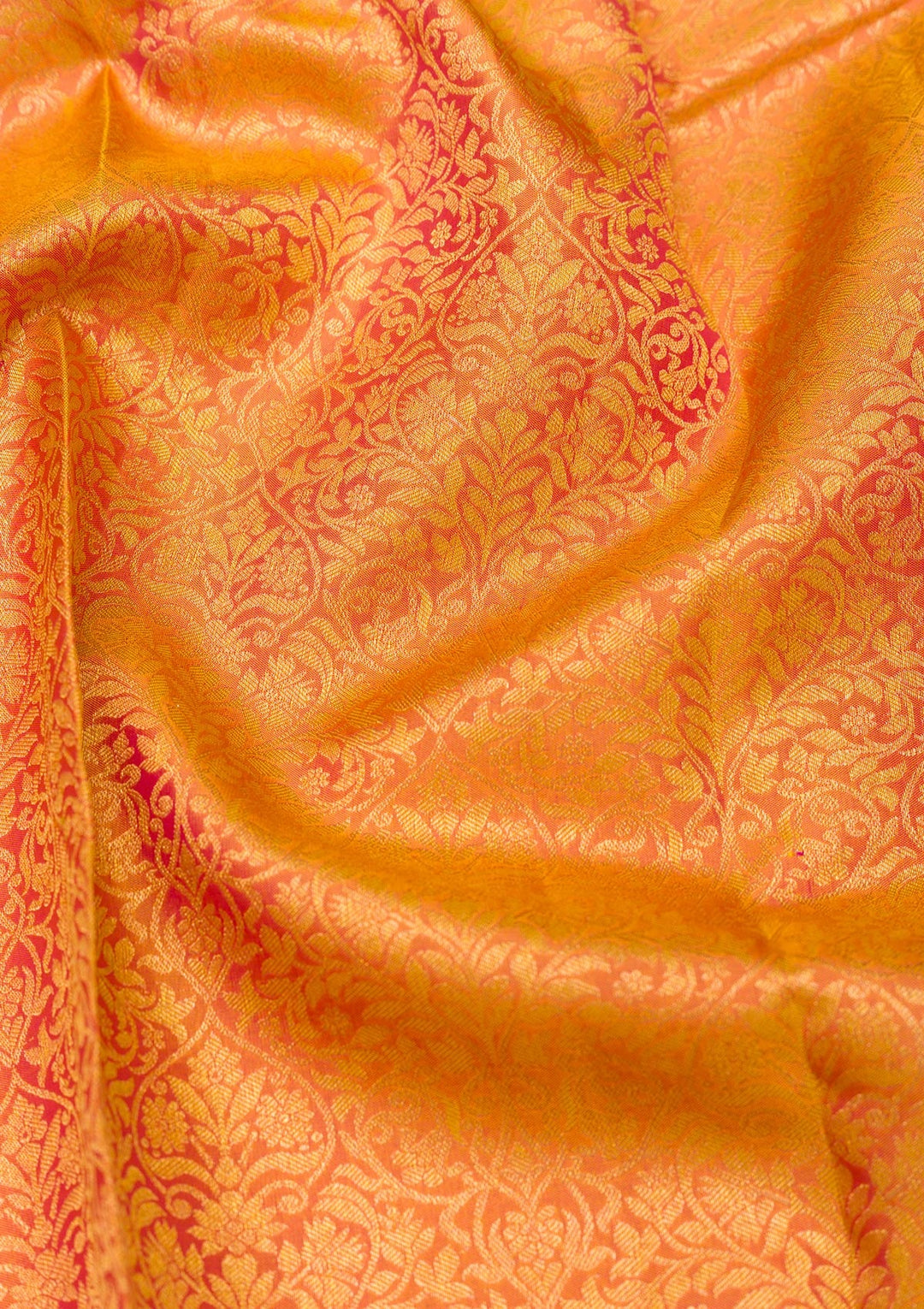 Orange Zariwork Pure Silk Saree-Koskii