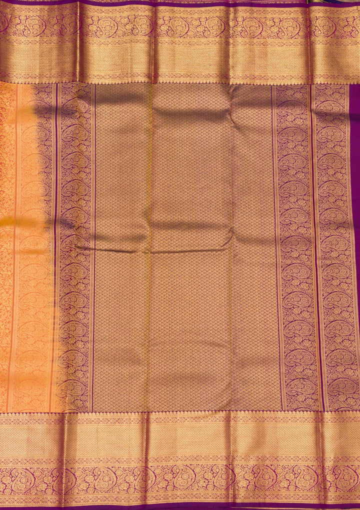 Orange Zariwork Pure Silk Saree-Koskii