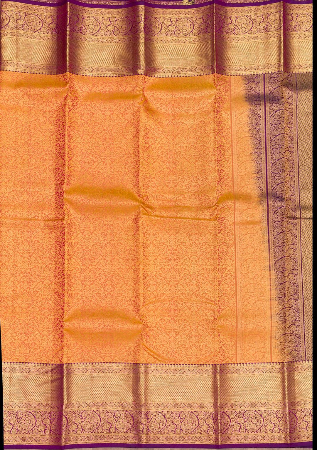 Orange Zariwork Pure Silk Saree-Koskii