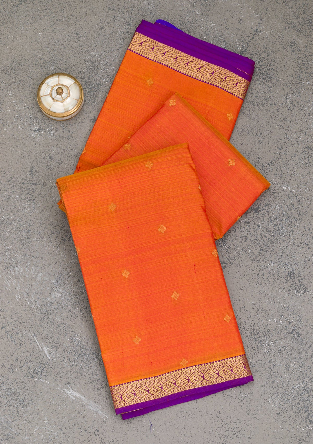 Orange Zariwork Pure Silk Saree-Koskii