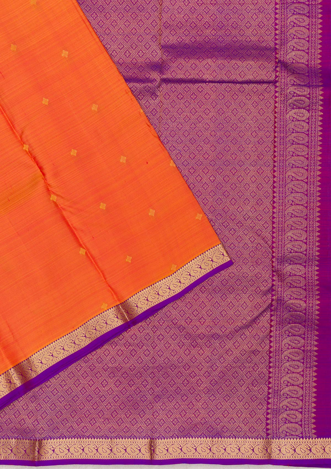 Orange Zariwork Pure Silk Saree-Koskii
