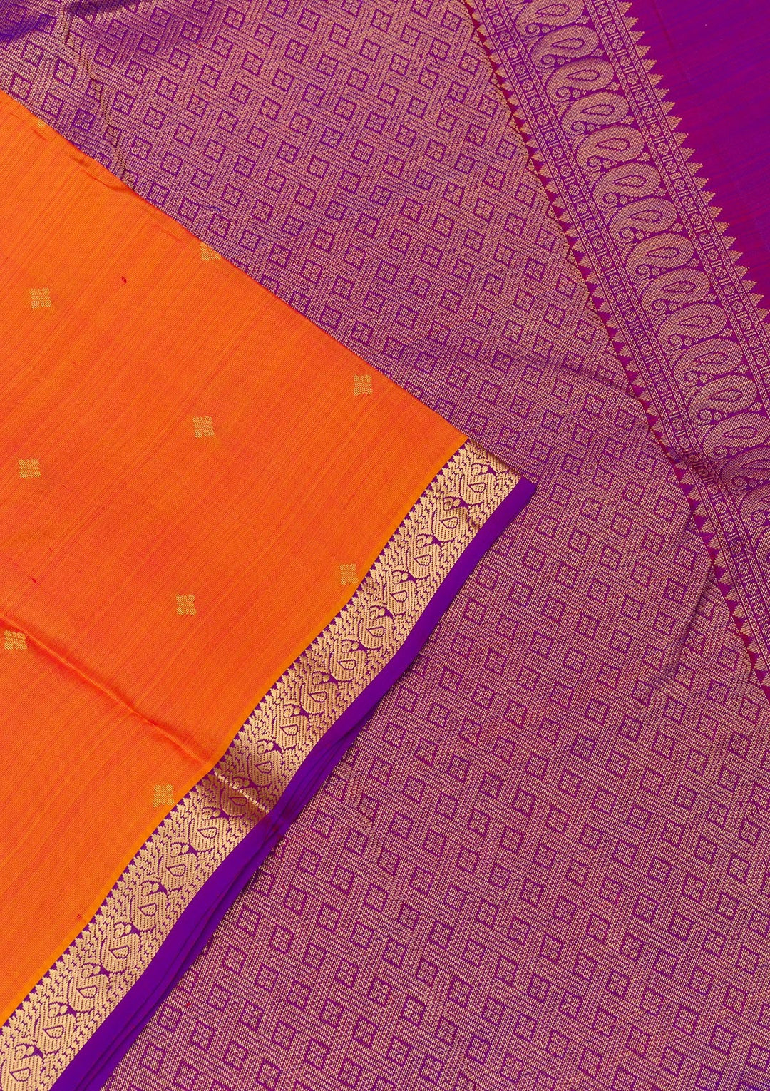 Orange Zariwork Pure Silk Saree-Koskii