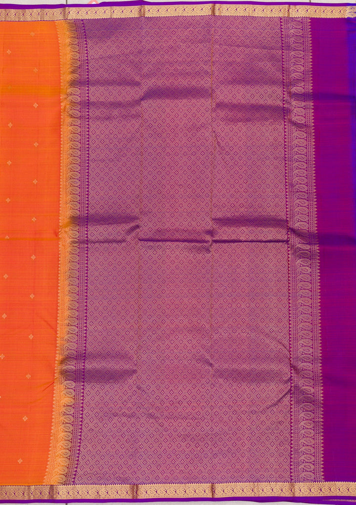 Orange Zariwork Pure Silk Saree-Koskii