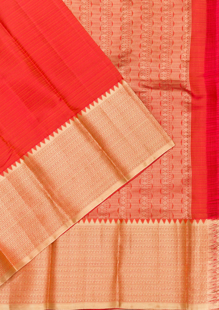 Orange Zariwork Pure Silk Saree-Koskii