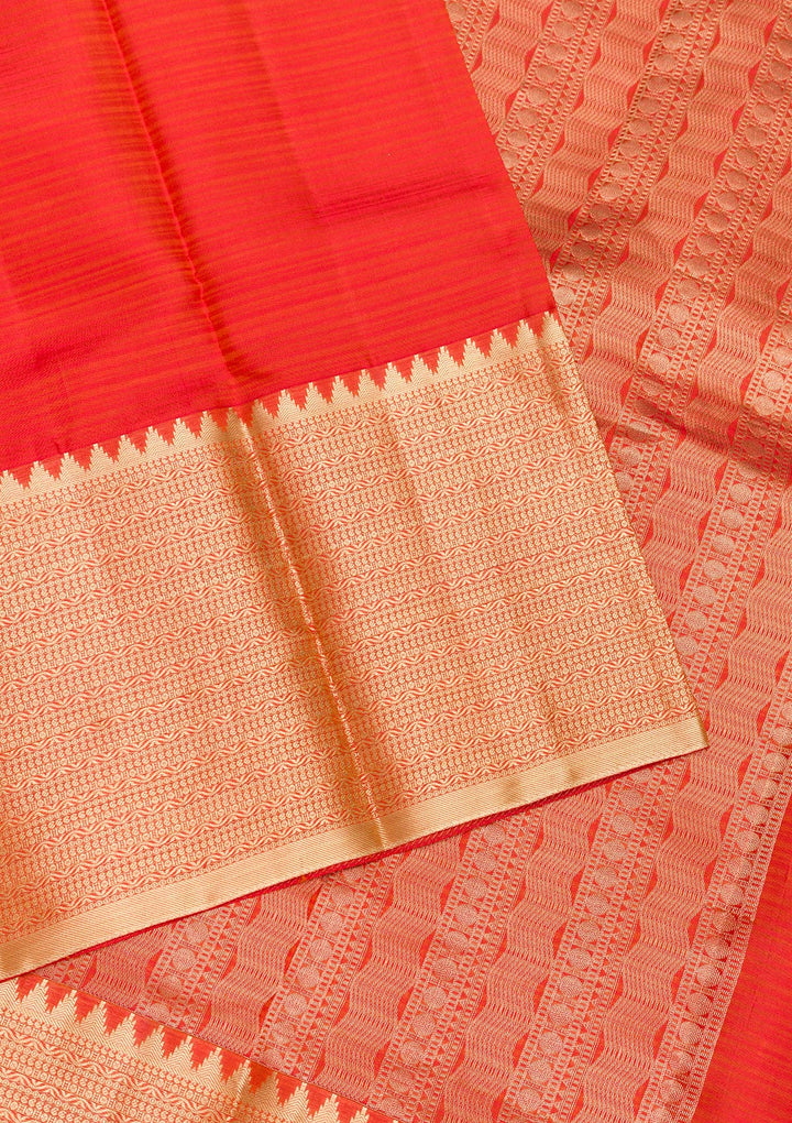 Orange Zariwork Pure Silk Saree-Koskii