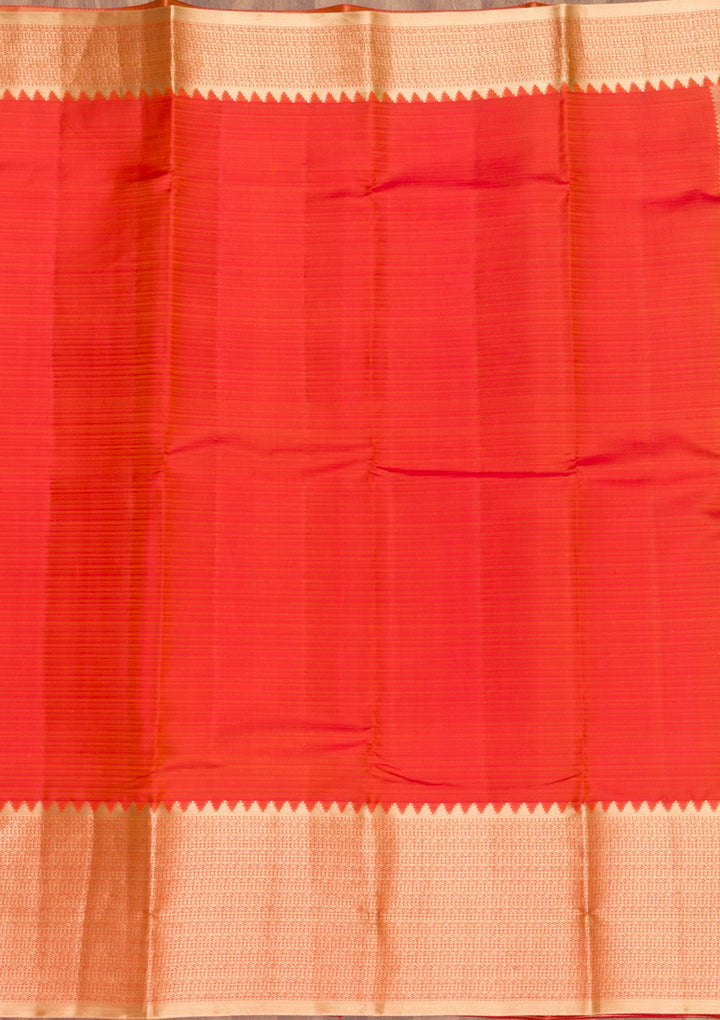 Orange Zariwork Pure Silk Saree-Koskii