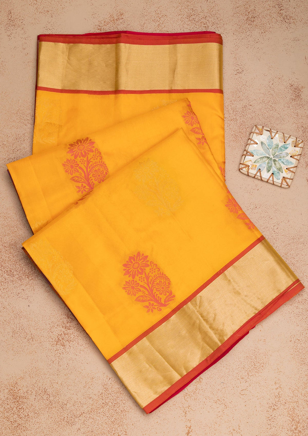 Orange Zariwork Pure Silk Saree-Koskii