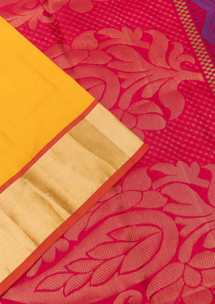 Orange Zariwork Pure Silk Saree-Koskii