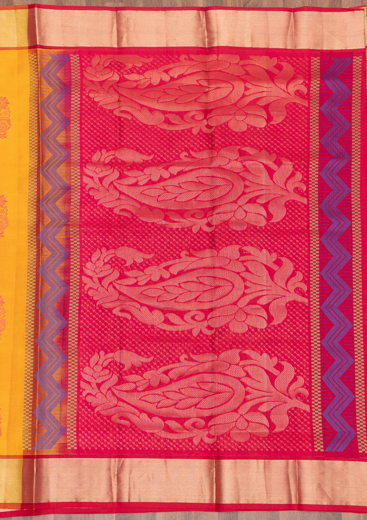 Orange Zariwork Pure Silk Saree-Koskii