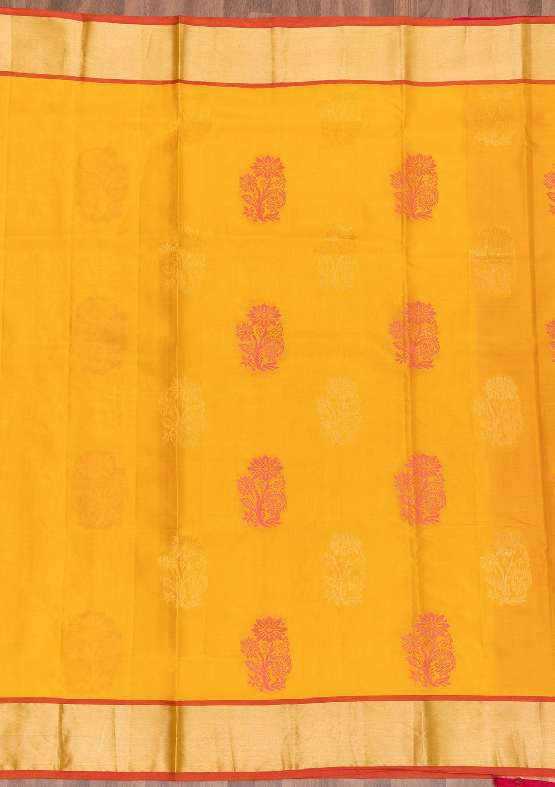 Orange Zariwork Pure Silk Saree-Koskii