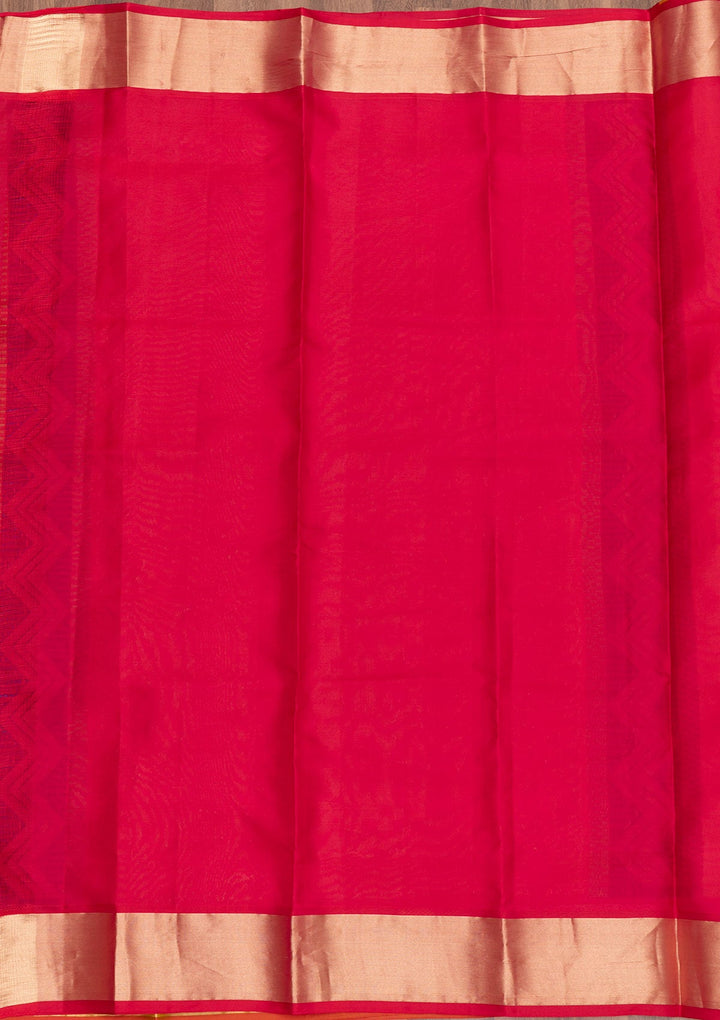 Orange Zariwork Pure Silk Saree-Koskii