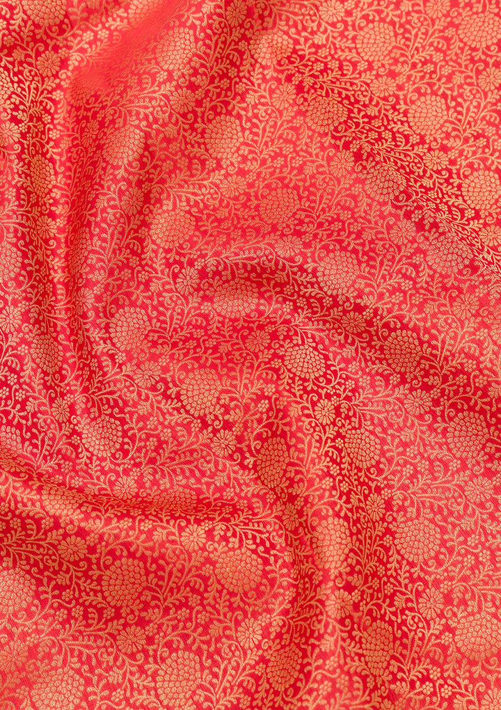 Orange Zariwork Pure Silk Saree-Koskii