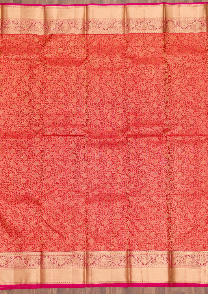 Orange Zariwork Pure Silk Saree-Koskii
