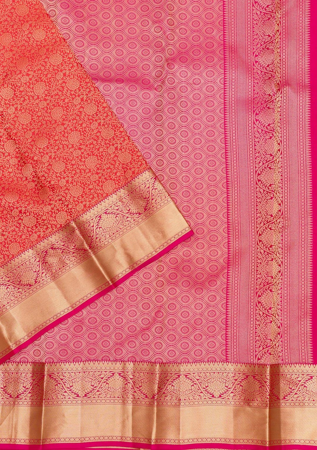 Orange Zariwork Pure Silk Saree-Koskii