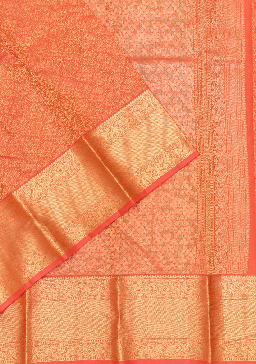 Orange Zariwork Pure Silk Saree-Koskii