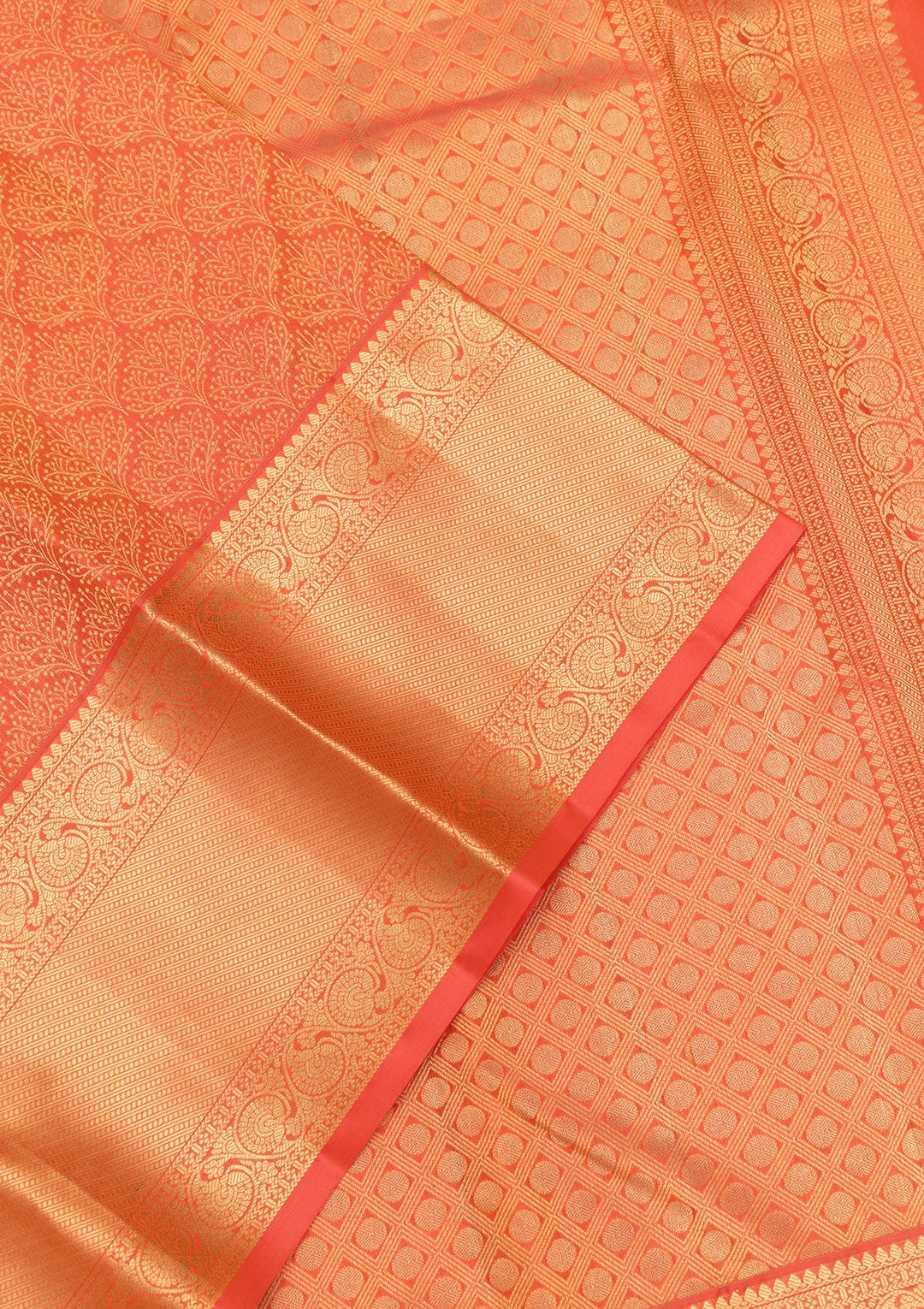 Orange Zariwork Pure Silk Saree-Koskii