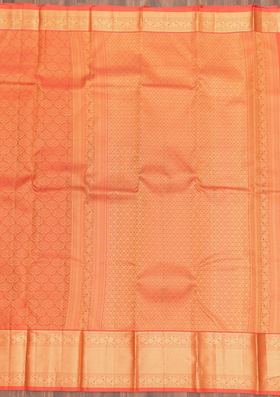 Orange Zariwork Pure Silk Saree-Koskii