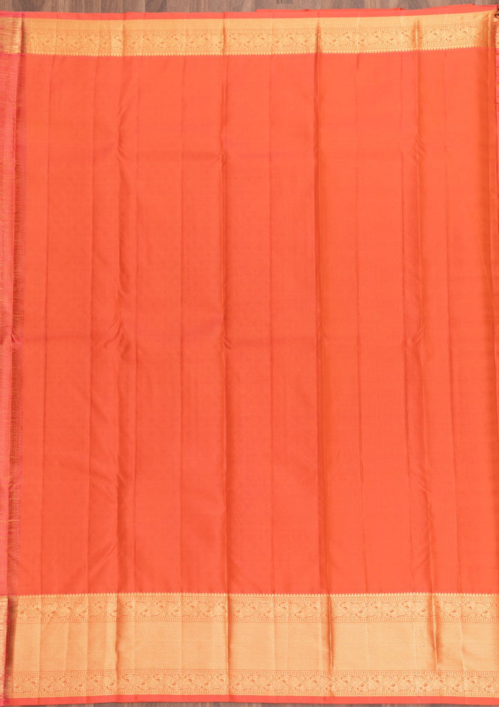 Orange Zariwork Pure Silk Saree-Koskii