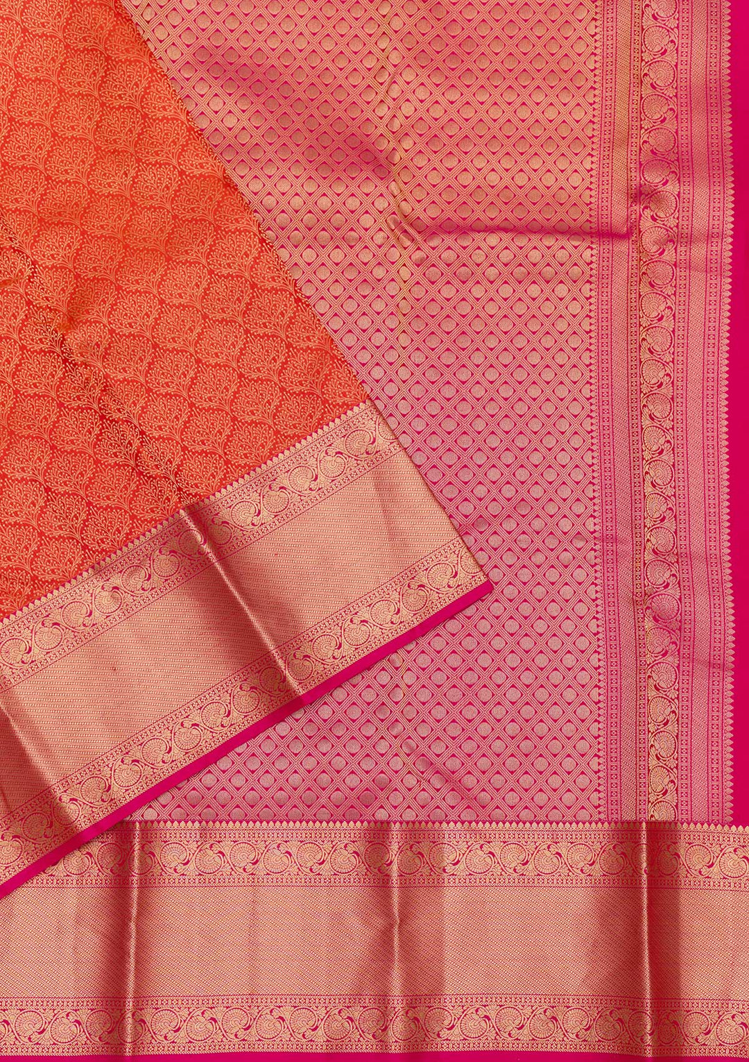 Orange Zariwork Pure Silk Saree-Koskii