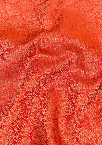 Orange Zariwork Pure Silk Saree-Koskii
