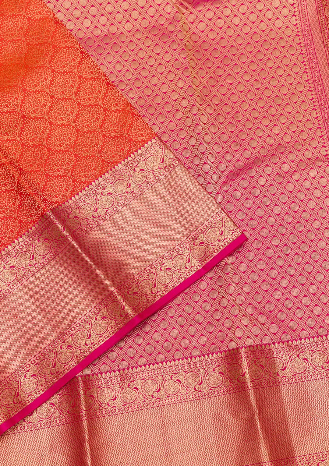 Orange Zariwork Pure Silk Saree-Koskii