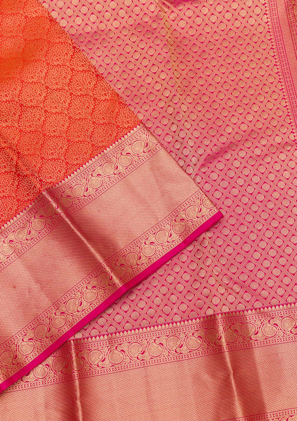 Orange Zariwork Pure Silk Saree-Koskii