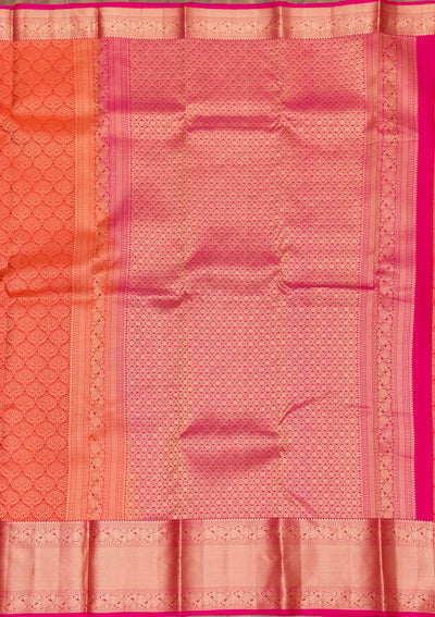 Orange Zariwork Pure Silk Saree-Koskii