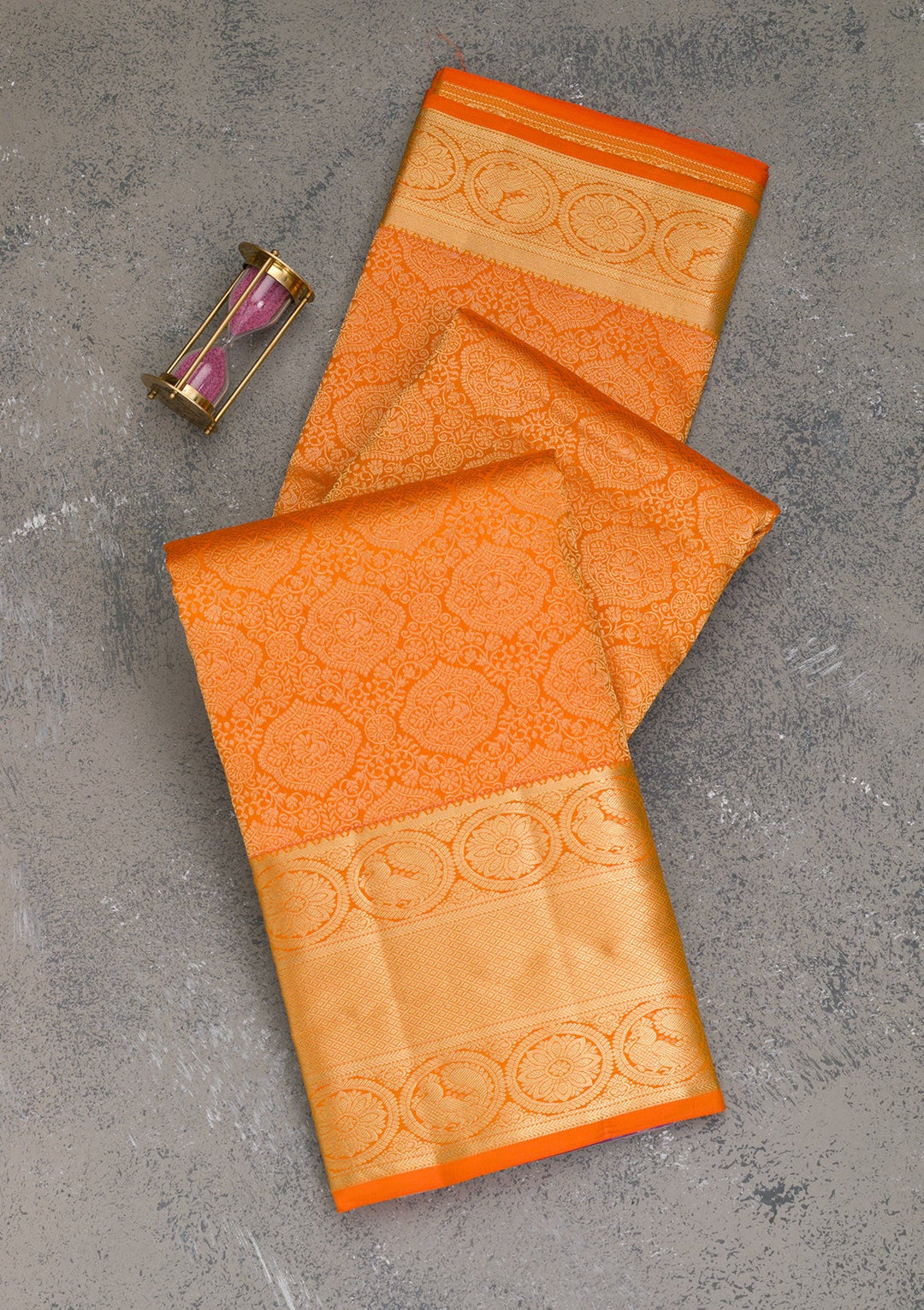 Orange Zariwork Pure Silk Saree-Koskii