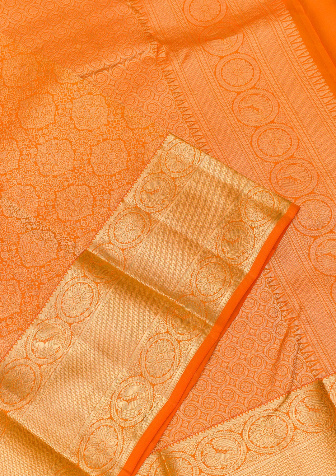 Orange Zariwork Pure Silk Saree-Koskii