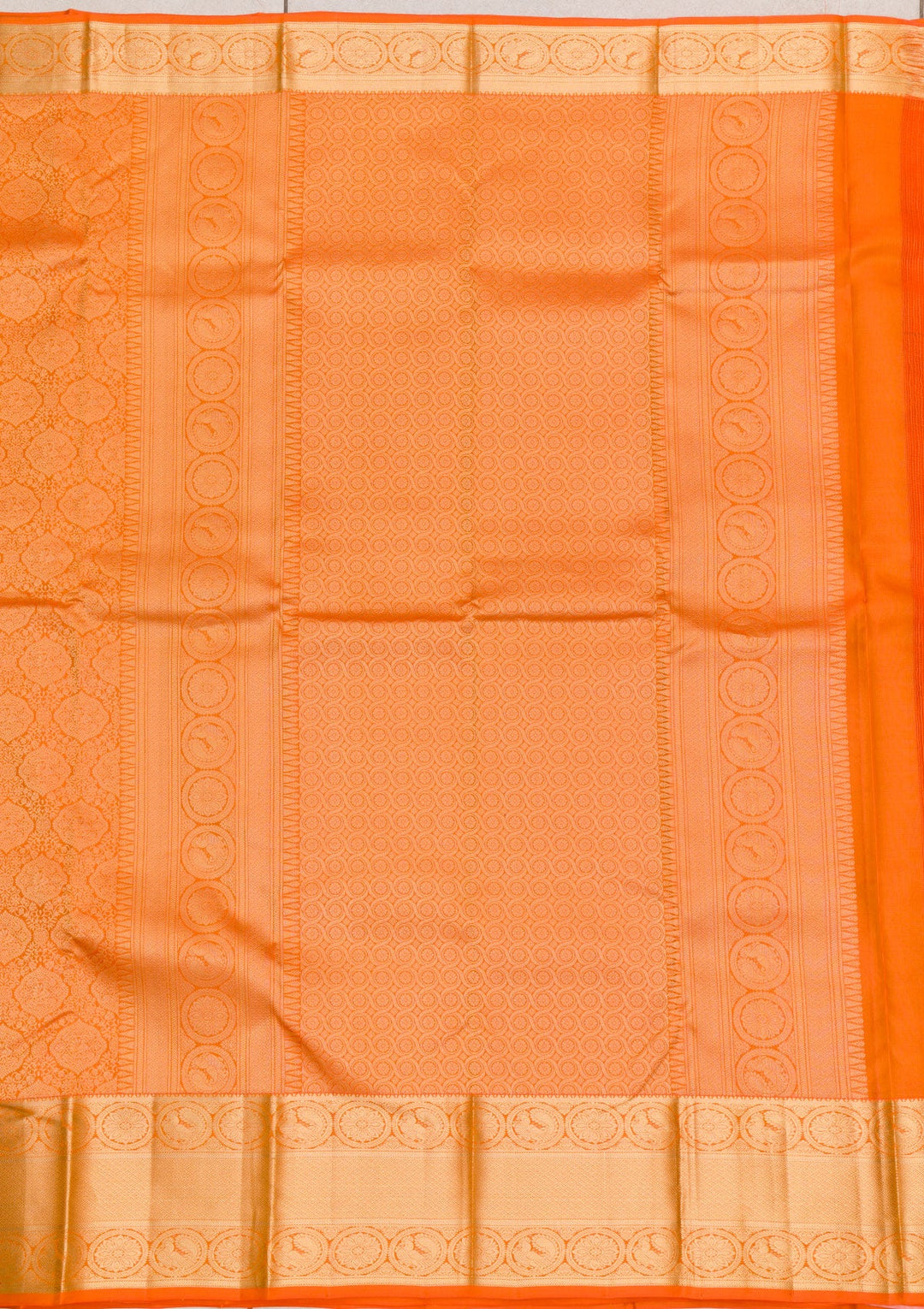 Orange Zariwork Pure Silk Saree-Koskii