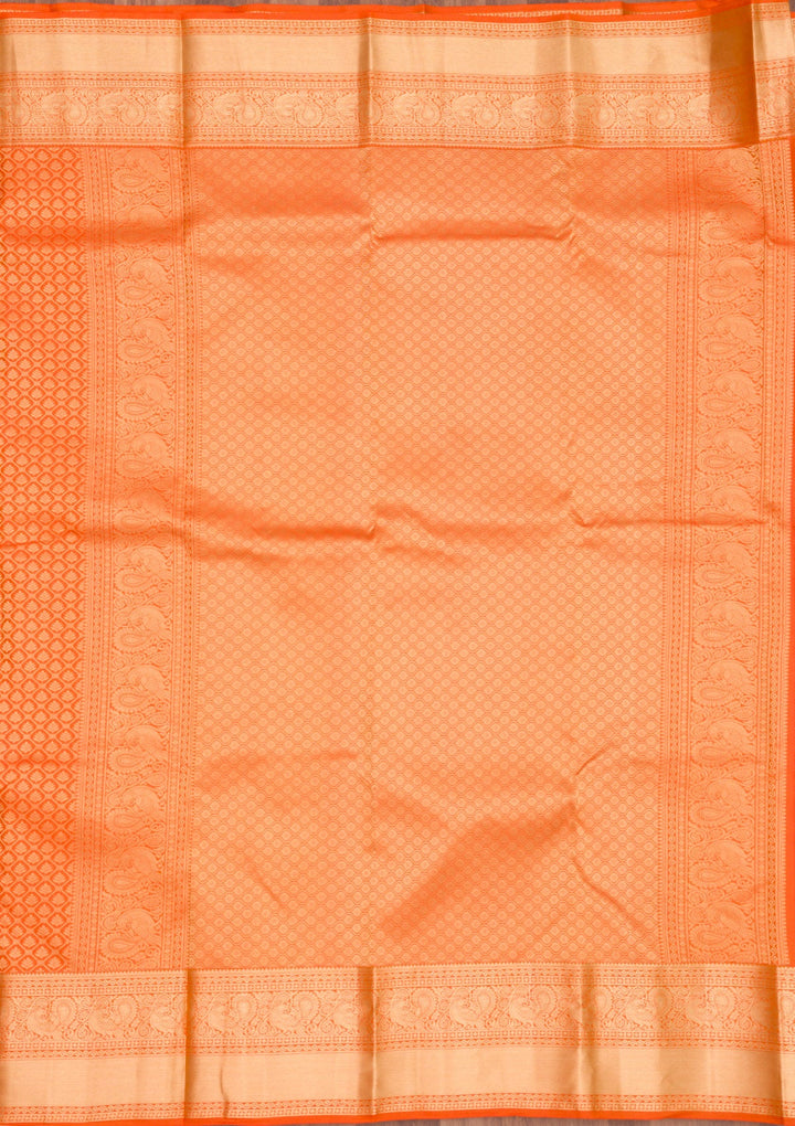 Orange Zariwork Pure Silk Saree-Koskii