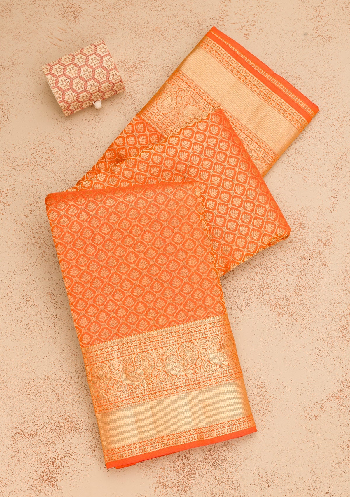 Orange Zariwork Pure Silk Saree-Koskii