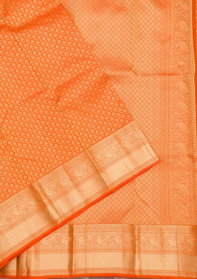 Orange Zariwork Pure Silk Saree-Koskii