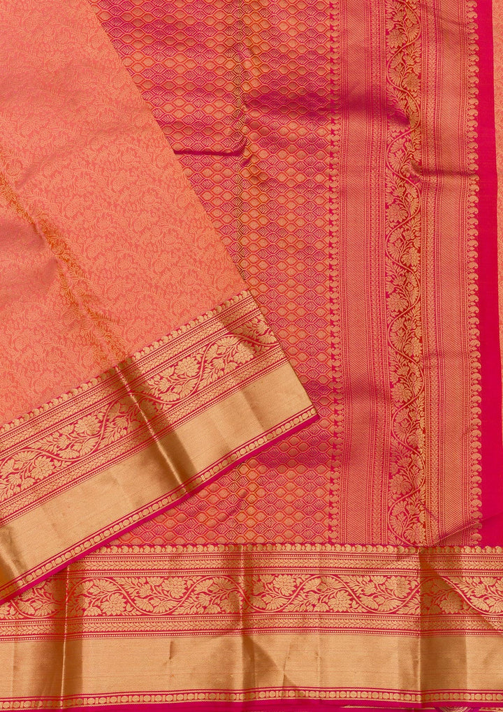 Orange Zariwork Pure Silk Saree-Koskii