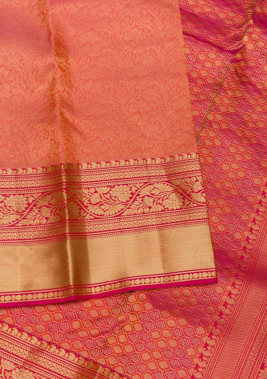Orange Zariwork Pure Silk Saree-Koskii