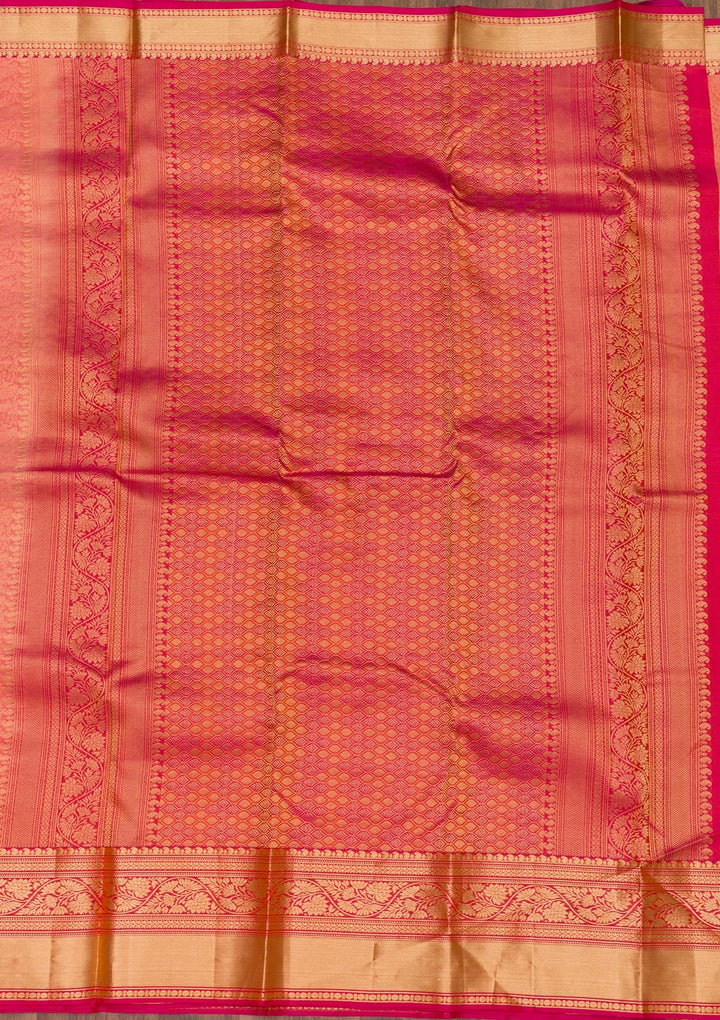 Orange Zariwork Pure Silk Saree-Koskii