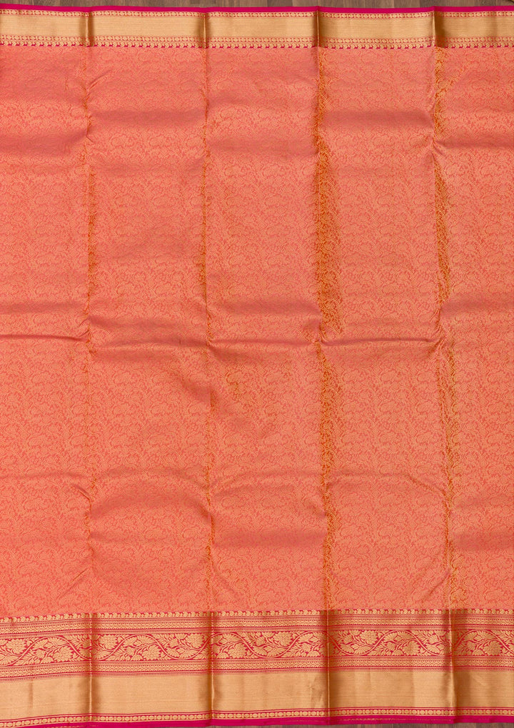 Orange Zariwork Pure Silk Saree-Koskii