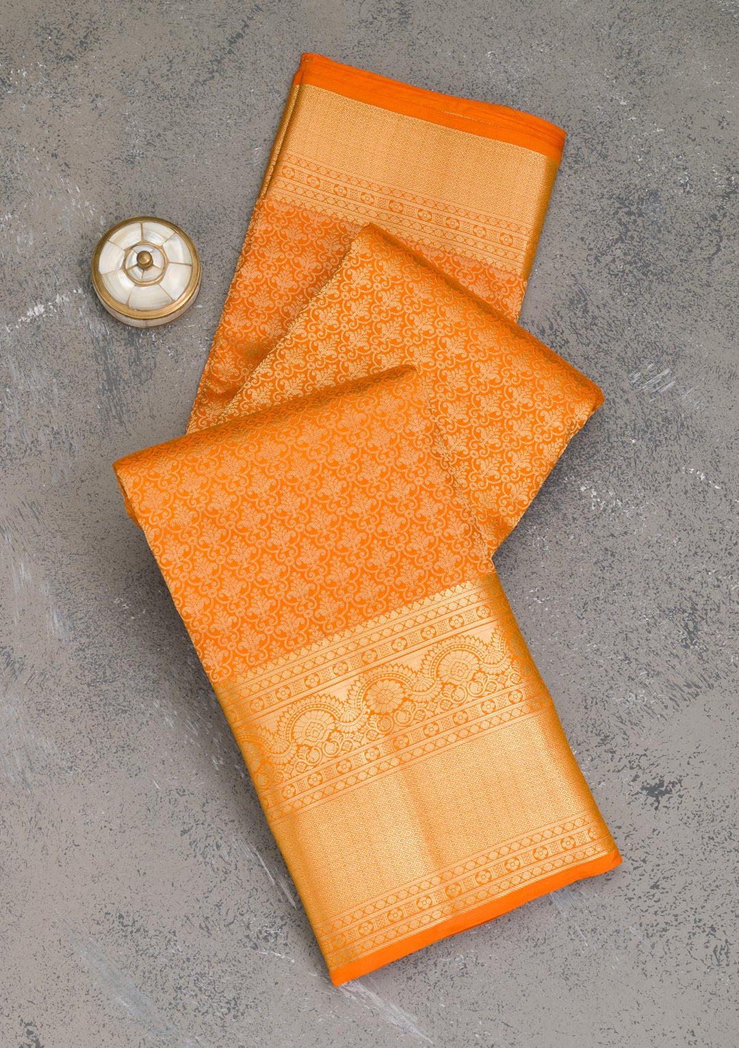 Orange Zariwork Pure Silk Saree-Koskii