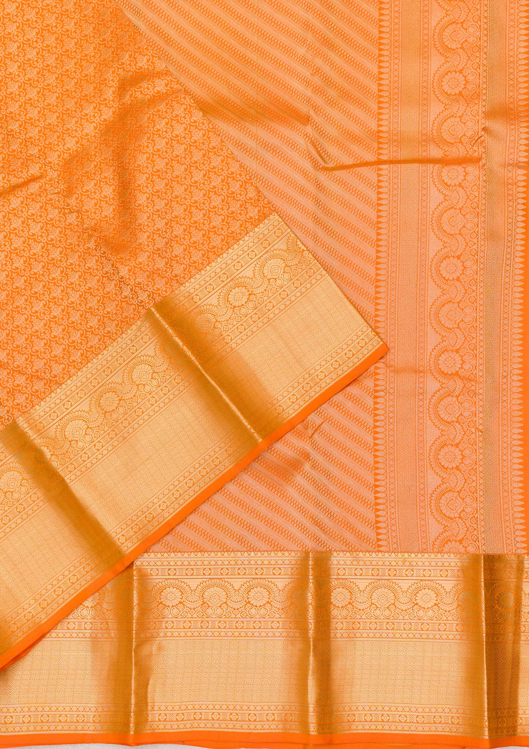 Orange Zariwork Pure Silk Saree-Koskii