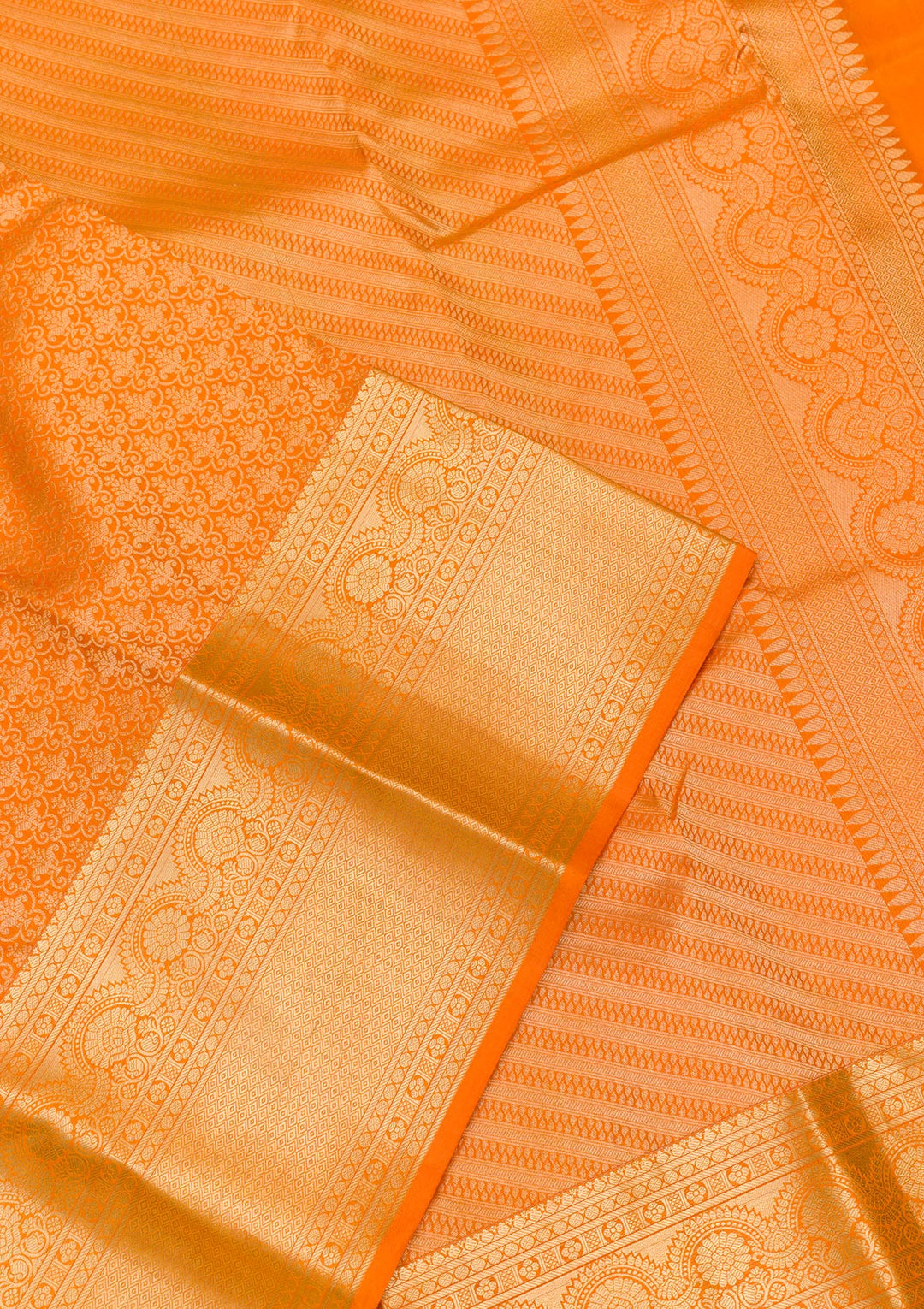 Orange Zariwork Pure Silk Saree-Koskii