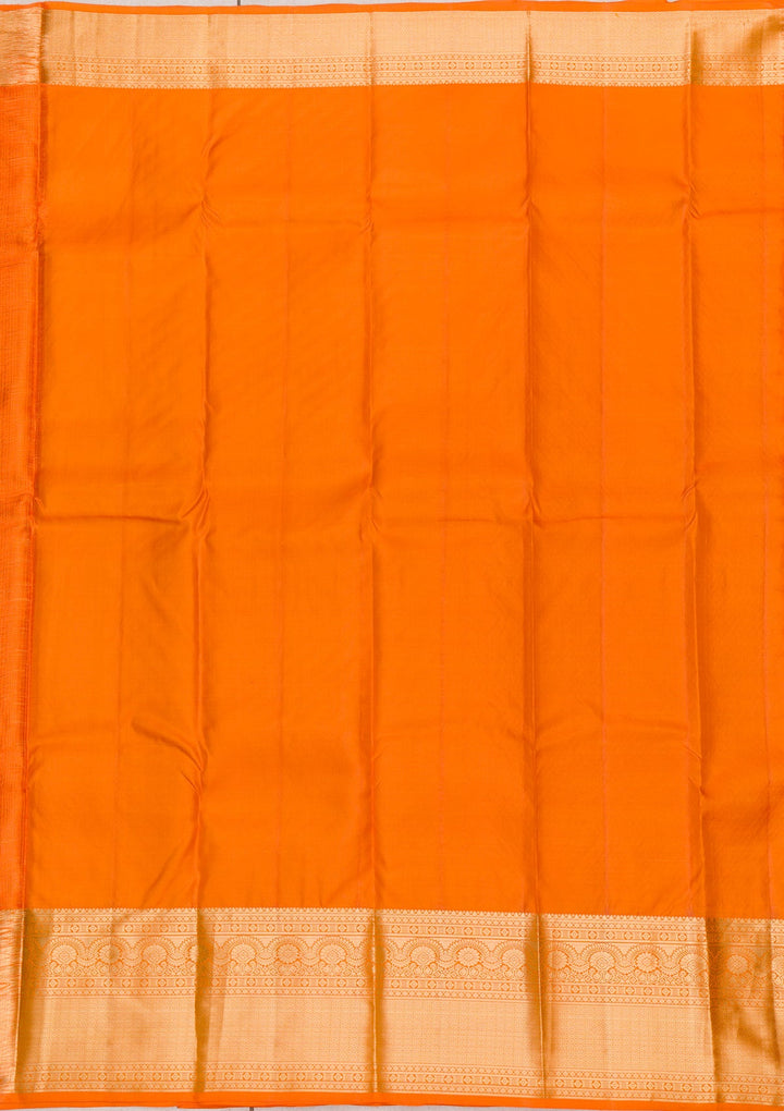 Orange Zariwork Pure Silk Saree-Koskii