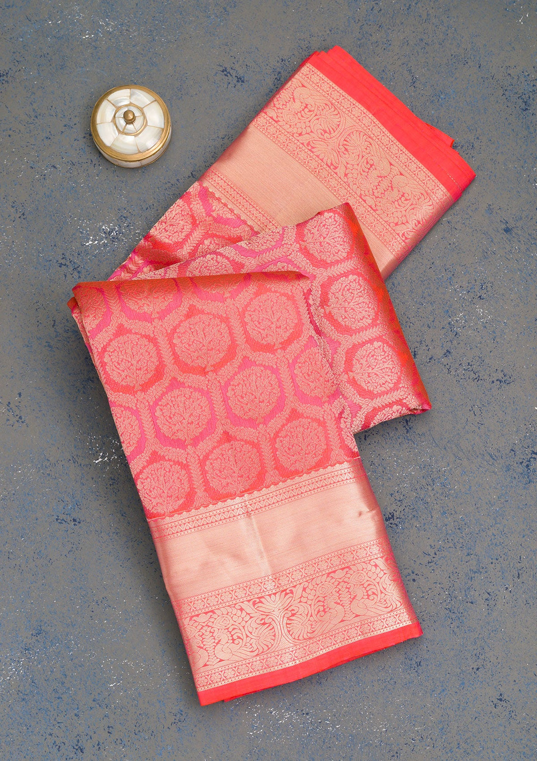 Orange Zariwork Pure Silk Saree-Koskii