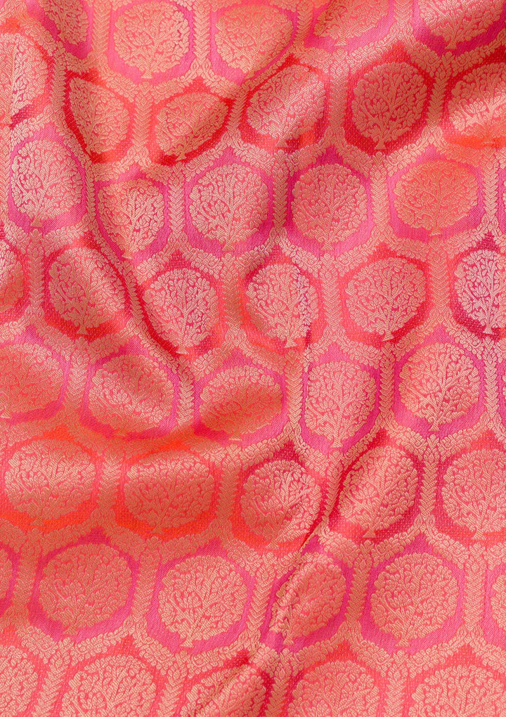 Orange Zariwork Pure Silk Saree-Koskii
