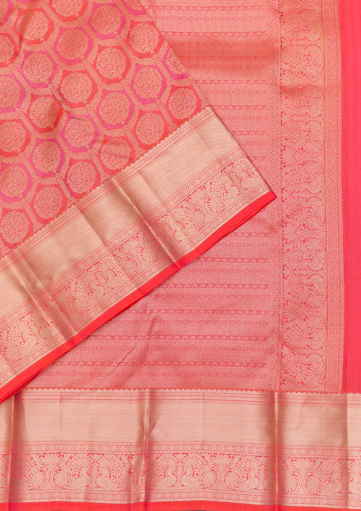 Orange Zariwork Pure Silk Saree-Koskii