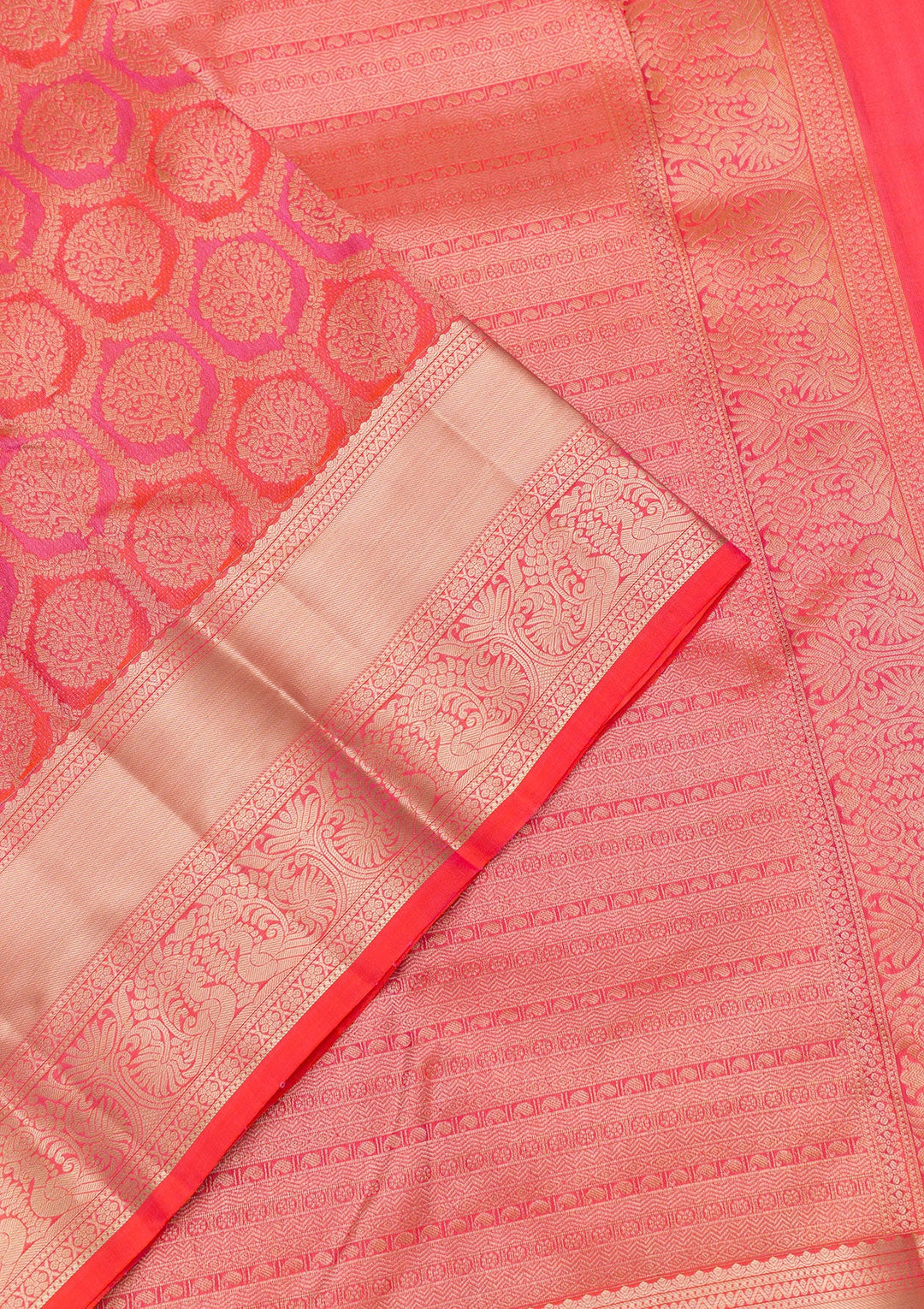 Orange Zariwork Pure Silk Saree-Koskii