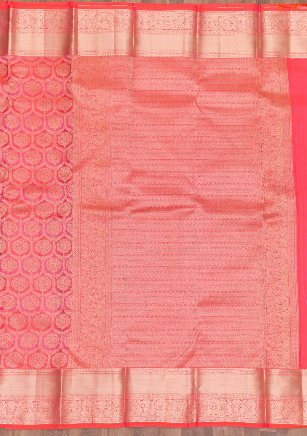 Orange Zariwork Pure Silk Saree-Koskii