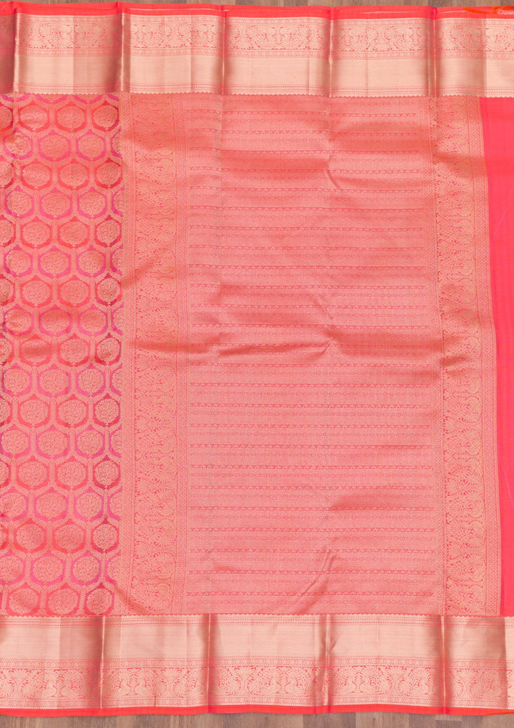 Orange Zariwork Pure Silk Saree-Koskii